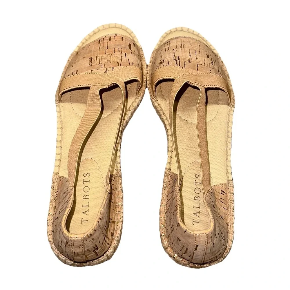 NWOB Talbots Ilyssa Elastic‎ Cork Espadrille Flats Strappy Sandals Women's 9 $99
